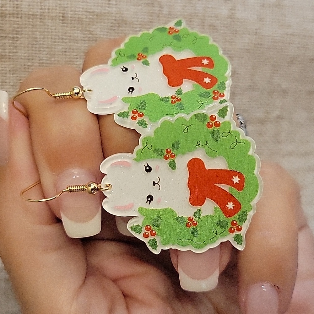 Festive Llama Alpaca Earrings